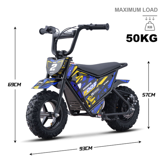 MotoTec 24v 250w (HP120E) Electric Powered Mini Bike Blue - Image 7