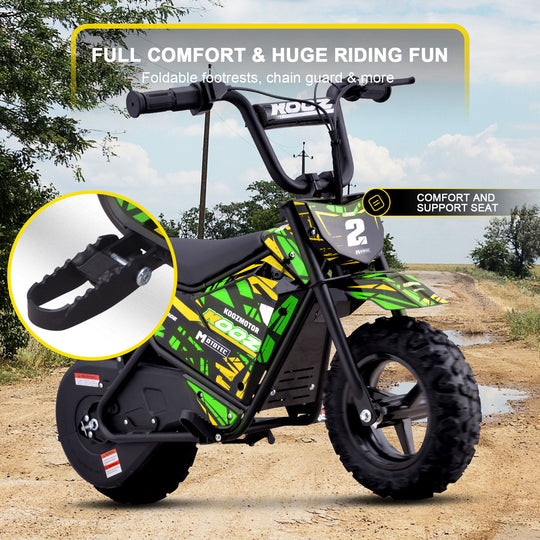 MotoTec 24v 250w (HP120E) Electric Powered Mini Bike Green - Image 5