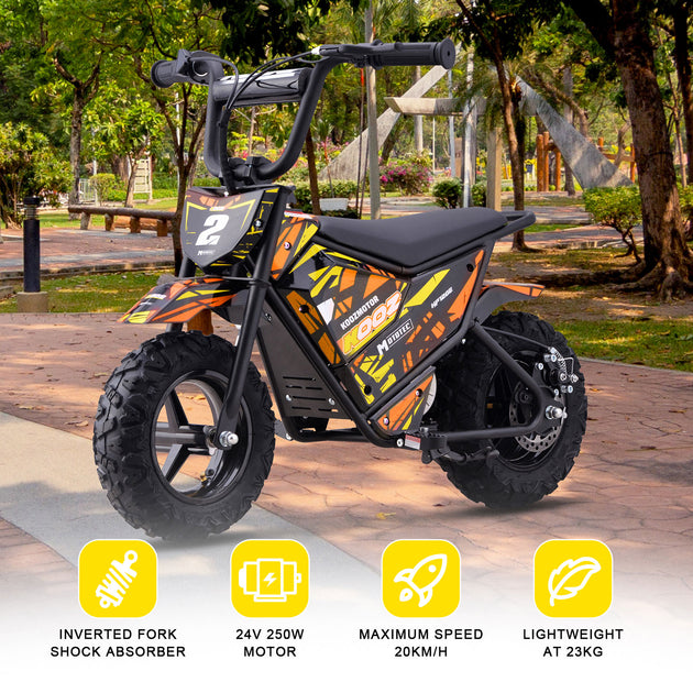 MotoTec 24v 250w (HP120E) Electric Powered Mini Bike Orange - Image 2