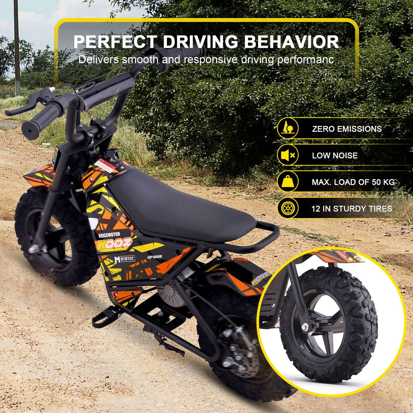 MotoTec 24v 250w (HP120E) Electric Powered Mini Bike Orange - Image 3