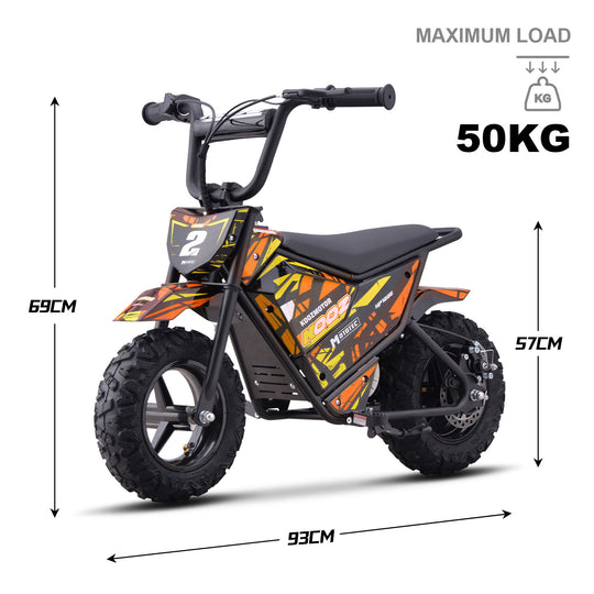 MotoTec 24v 250w (HP120E) Electric Powered Mini Bike Orange - Image 7