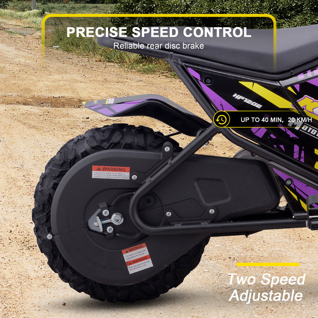 MotoTec 24v 250w (HP120E) Electric Powered Mini Bike Purple - Image 4