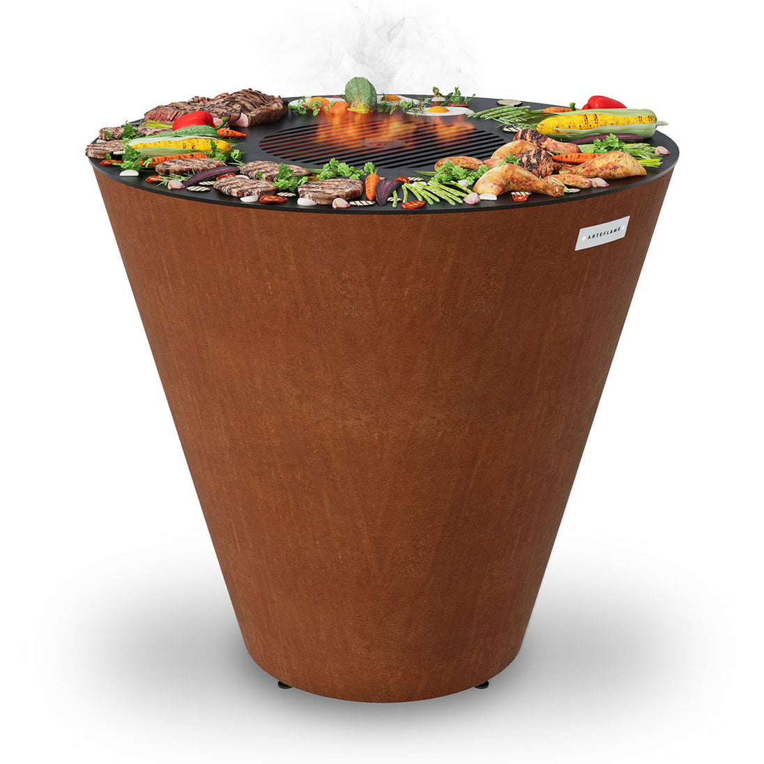 Arteflame One Series 40" - XXL Flat-Top Charcoal Grill & Fire Bowl (Single-Piece CORTEN Body)