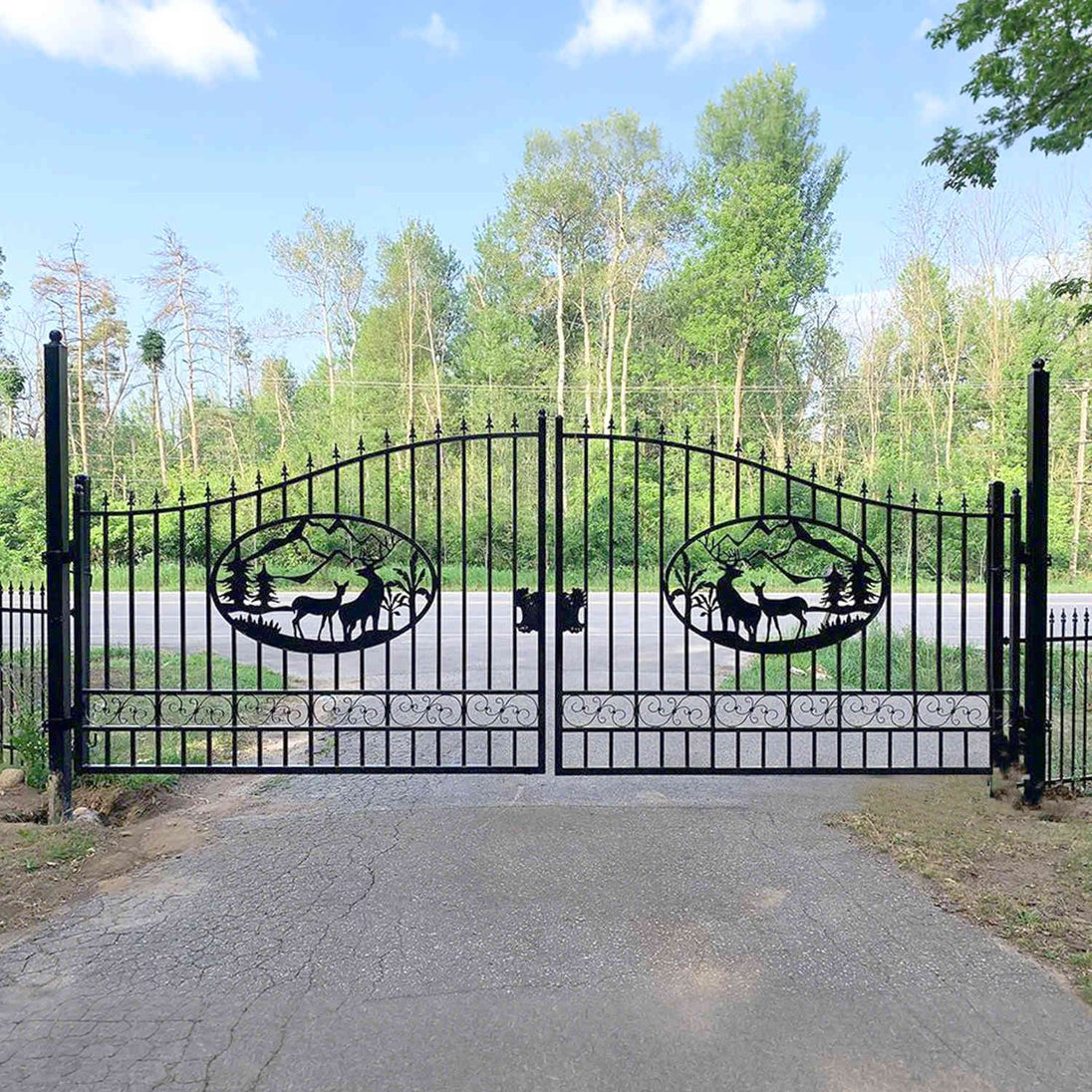 Chery Industrial 20x8 ft Steel Dual Swing Driveway Gate