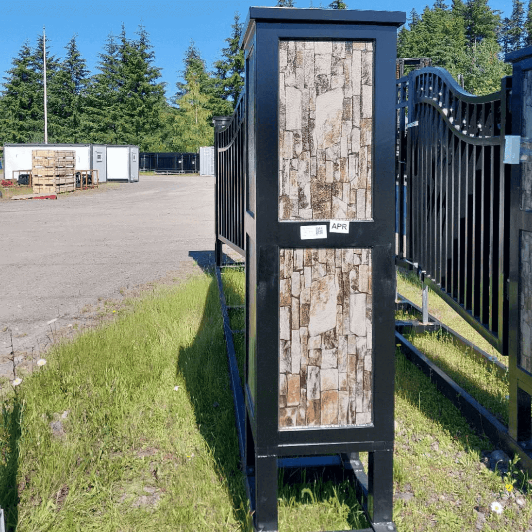 Chery Industrial 20x8 ft Dual Swing Driveway Gate with Ornamental Posts