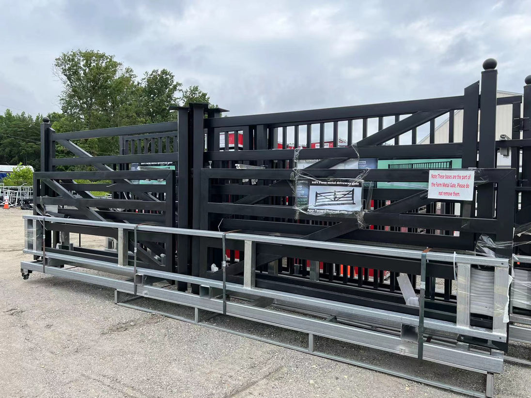 Chery Industrial 20 ft Farm Driveway Gate with Diagonal Tubes, Dual Swing