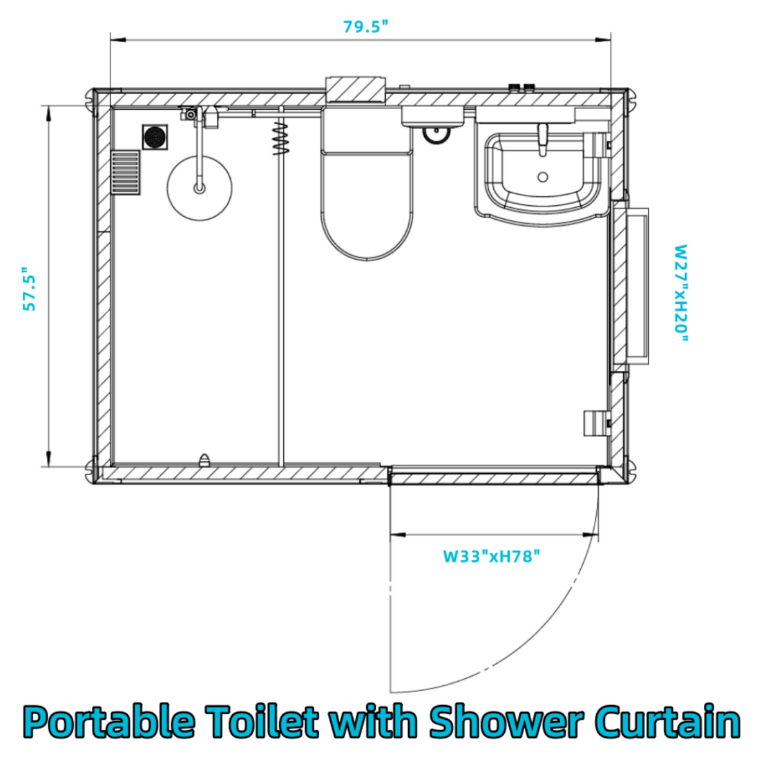 Chery Industrial Portable Toilet with Shower Curtain Style