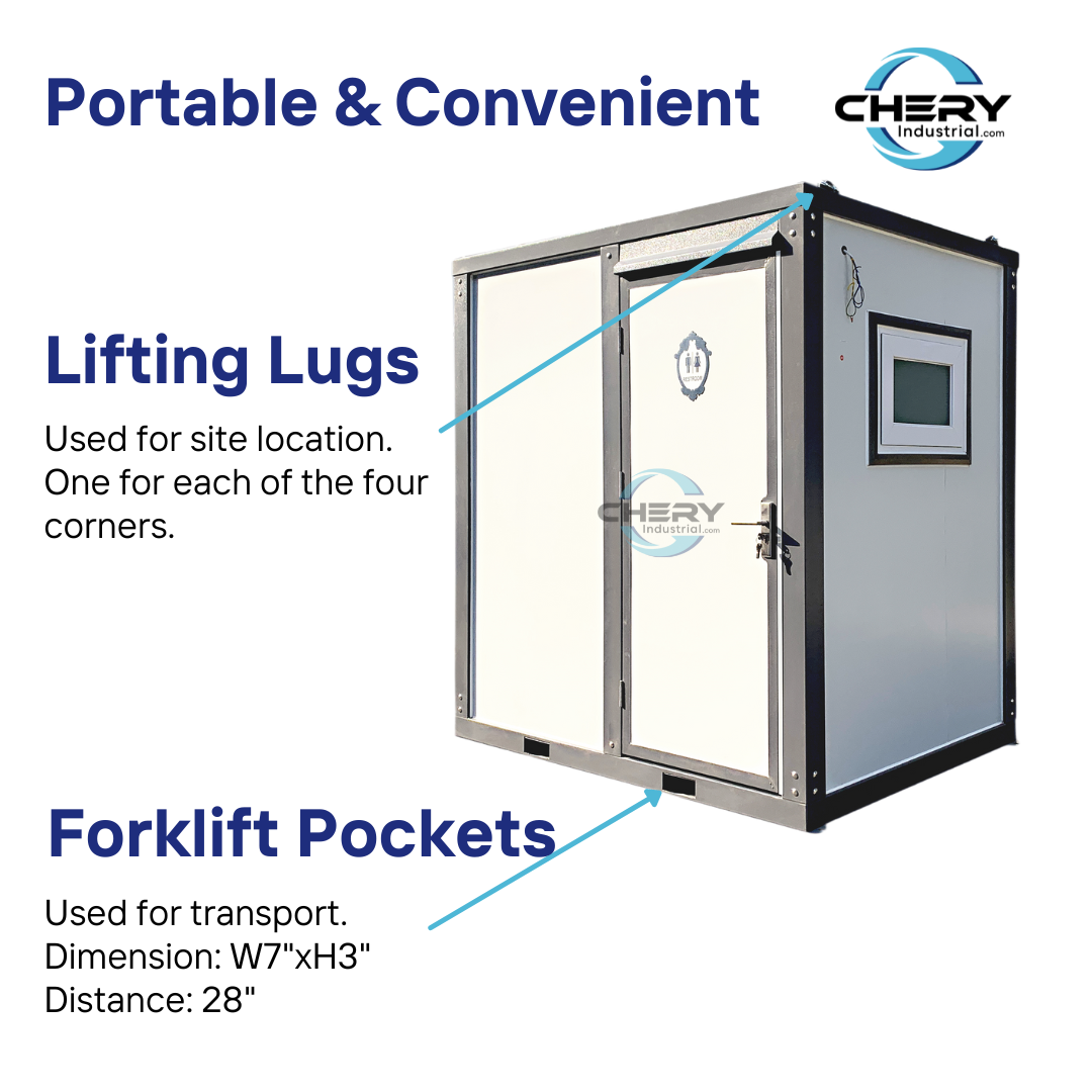 Chery Industrial Portable Toilet with Shower Curtain Style