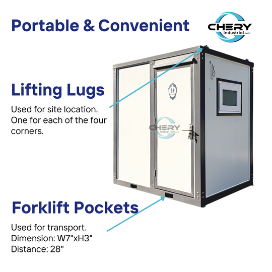 Chery Industrial Portable Toilet with Shower Curtain Style
