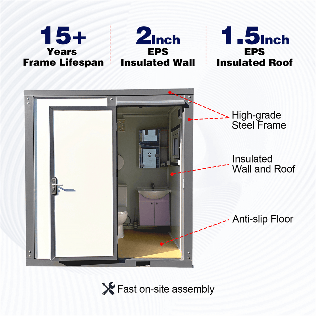 Chery Industrial Portable Toilet with Shower Curtain Style