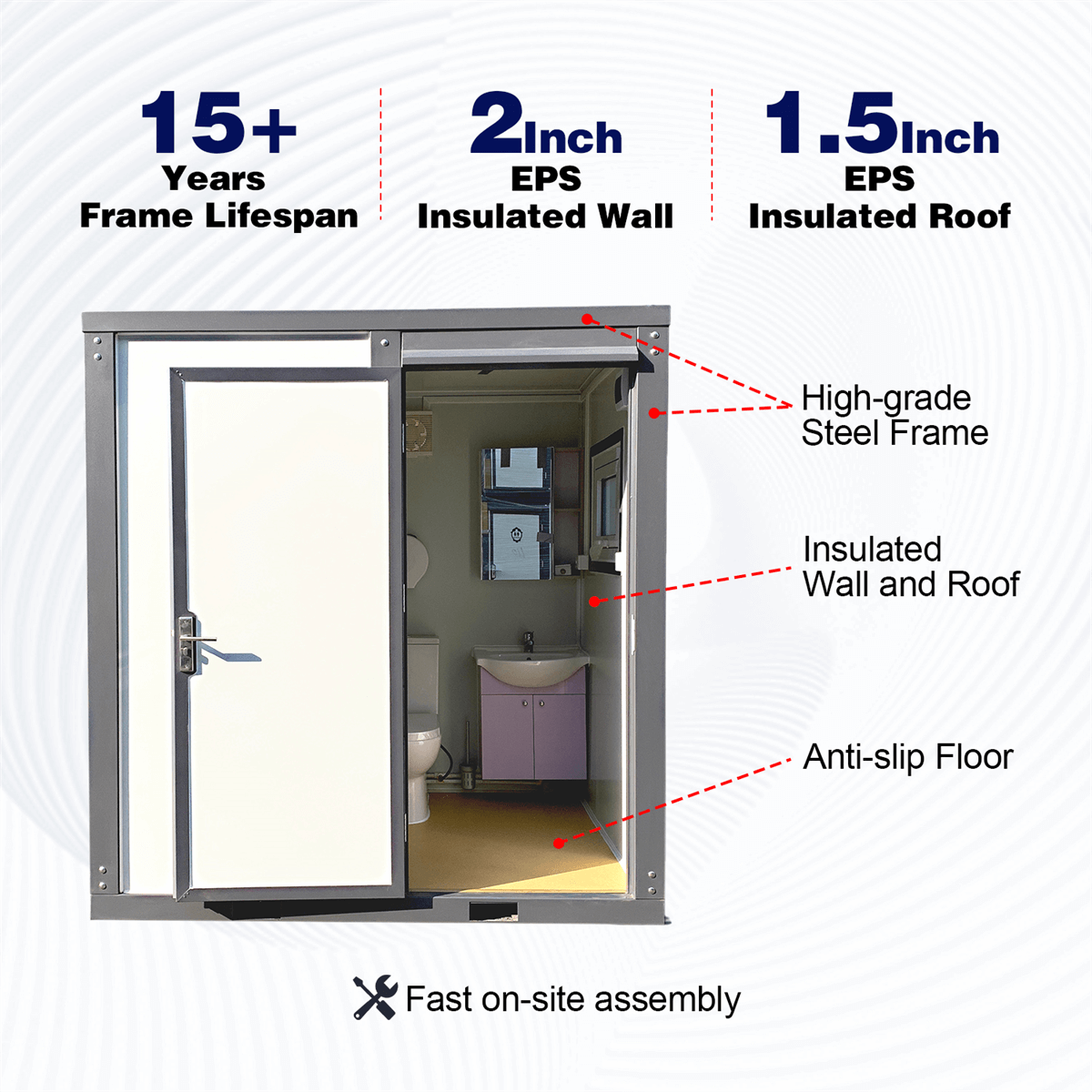 Chery Industrial Portable Toilet with Shower Curtain Style