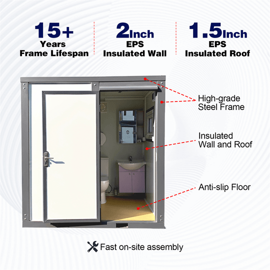 Chery Industrial Portable Toilet with Shower Curtain Style
