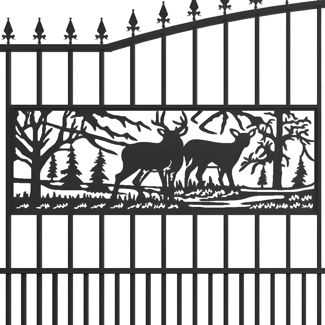 Chery Industrial 20x7 ft Steel Dual Swing Driveway Gate with Rectangular Deer Pattern