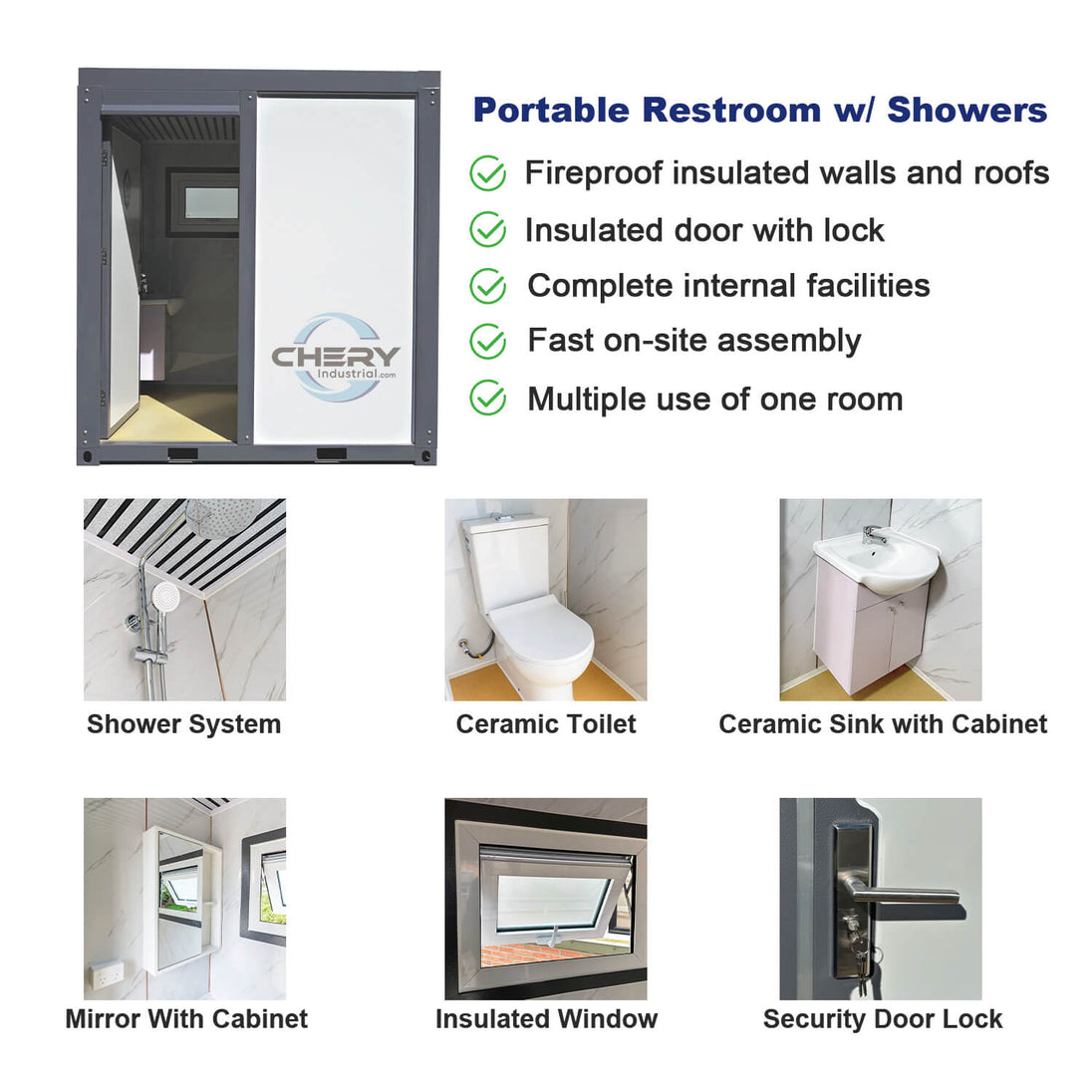 Chery Industrial Portable Restroom w/ Showers