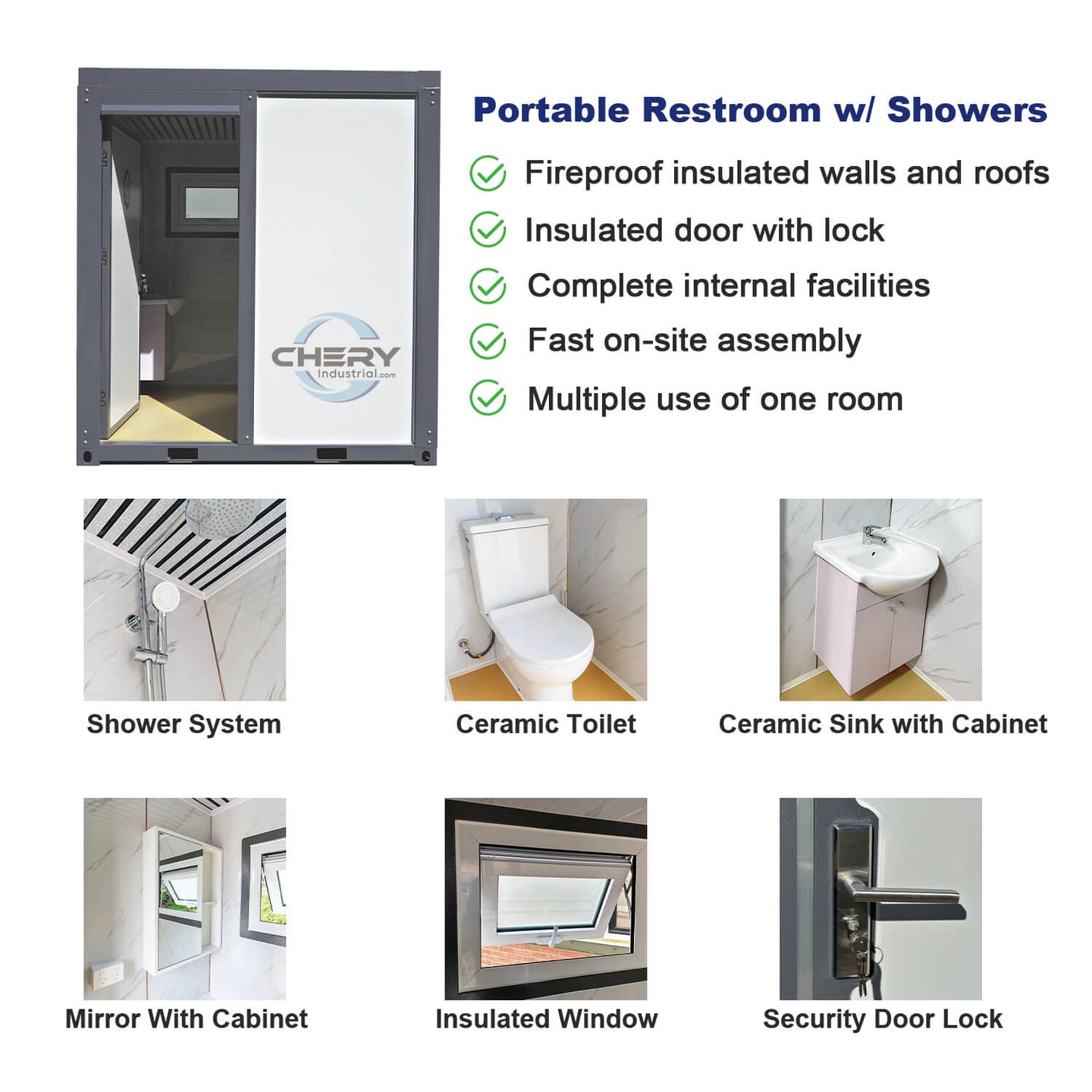 Chery Industrial Portable Restroom w/ Showers