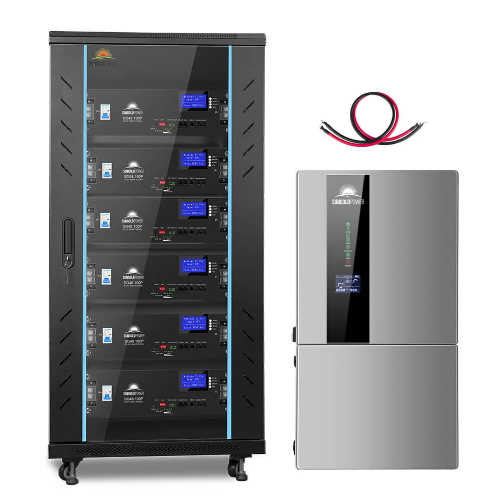 SUNGOLDPOWER | Hybrid Solar Kit 11.4KW 48V Split Phase 30.72KWH Lithium Battery 28 X 440 Watt Solar Panel SGH-11N3E