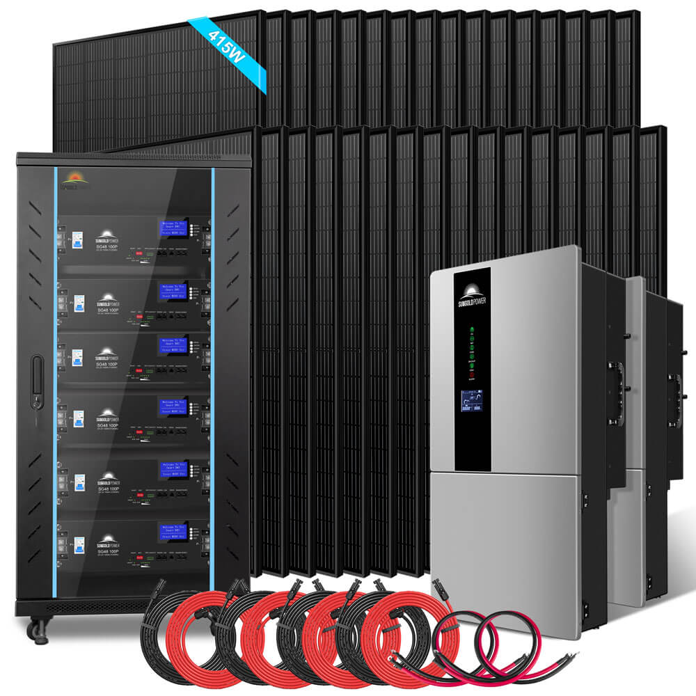 SUNGOLDPOWER | Hybrid Solar Kit 7.6KW 48V Split Phase 15.36KWH/30.72KWH Lithium Battery 415/ 500 Watt Solar Panel SGH-7.6N3E/ SGH-7.6DN6E
