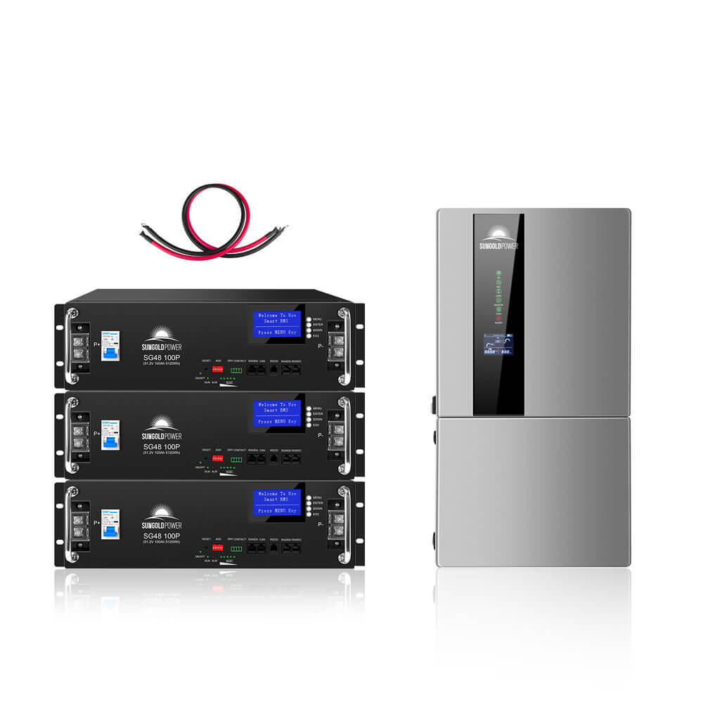 SUNGOLDPOWER | Hybrid Solar Kit 7.6KW 48V Split Phase 15.36KWH/30.72KWH Lithium Battery 415/ 500 Watt Solar Panel SGH-7.6N3E/ SGH-7.6DN6E