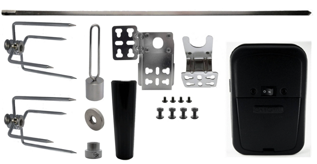 Arteflame | Extra Rotisserie Cordless Motor, Spit, Forks and Bracket Kit.