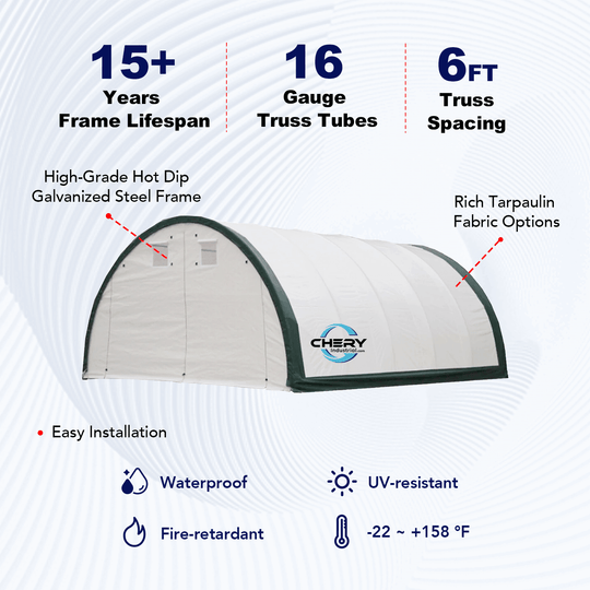 Chery Industrial W20'xL42'xH12' Single Truss Arch Storage Shelter