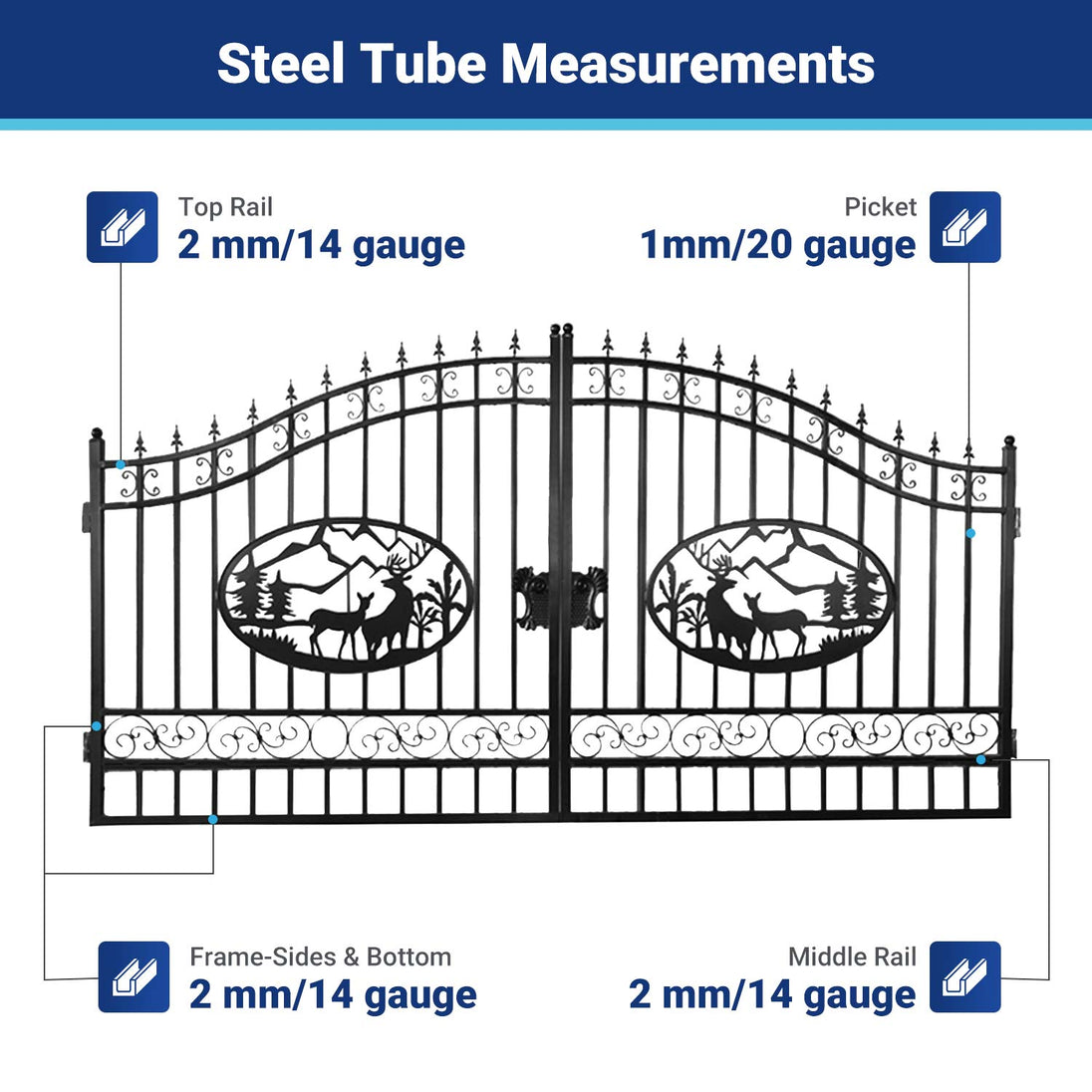 Chery Industrial 14x8 ft Steel Dual Swing Driveway Gate