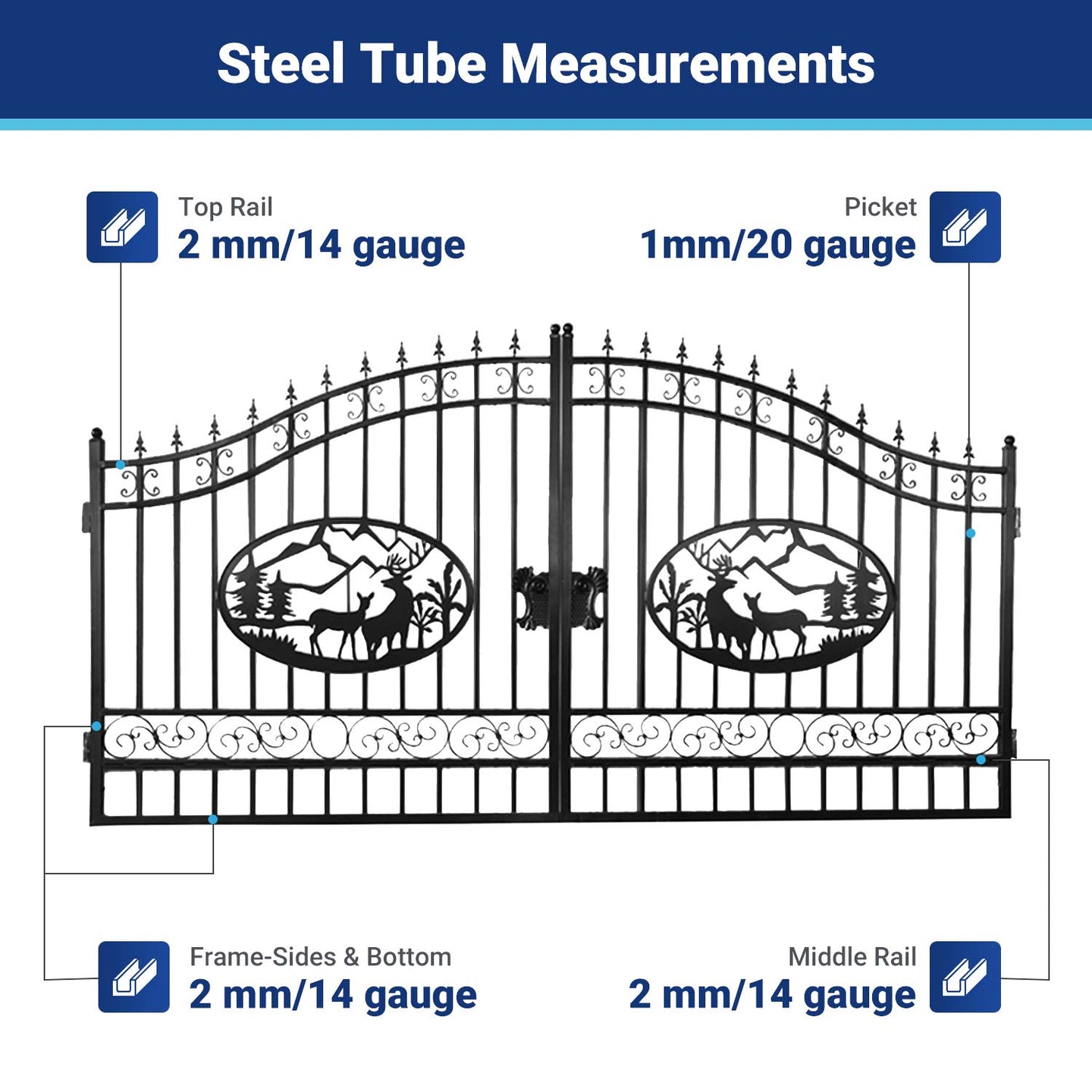 Chery Industrial 14x8 ft Steel Dual Swing Driveway Gate