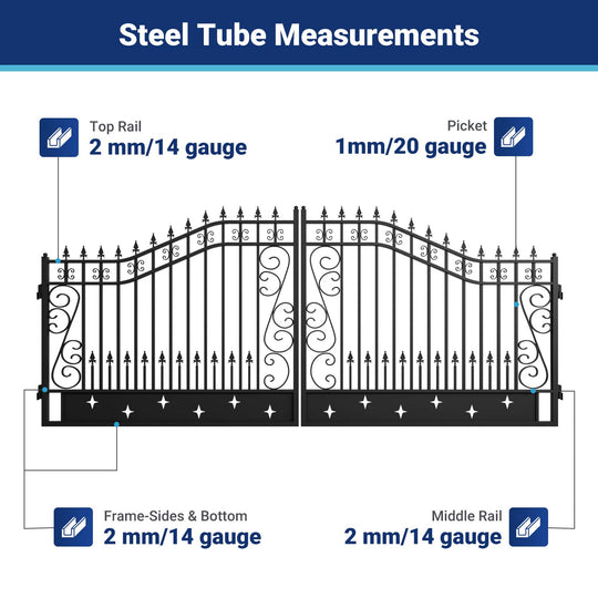 Chery Industrial 16x8 ft Dual Swing Driveway Gate with Star Pattern