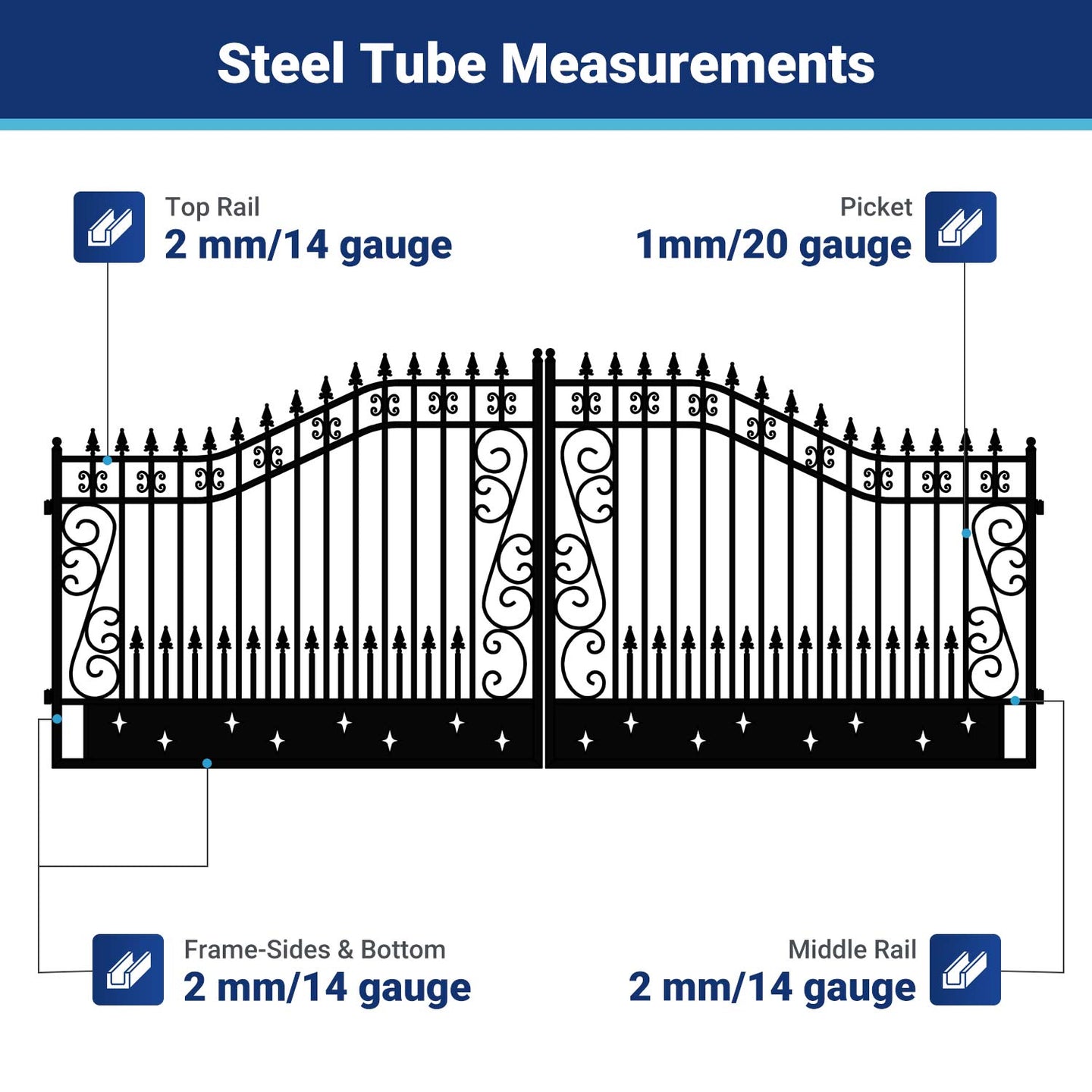 Chery Industrial 18x8 ft Steel Dual Swing Driveway Gate