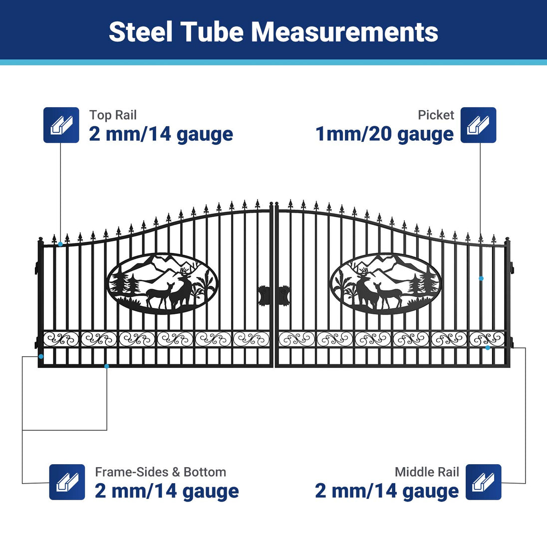 Chery Industrial 20x8 ft Steel Dual Swing Driveway Gate