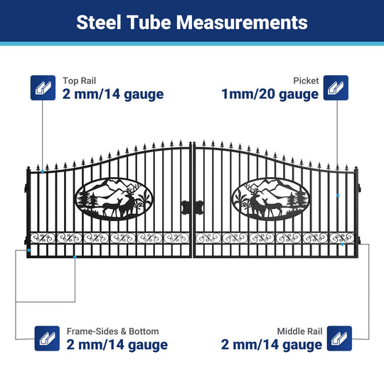 Chery Industrial 20x8 ft Steel Dual Swing Driveway Gate