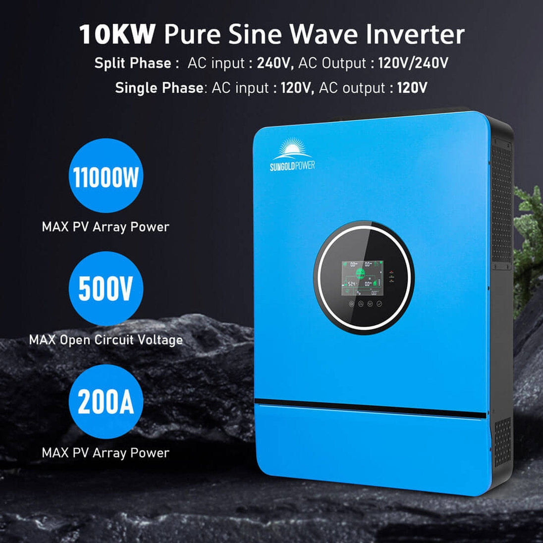 SunGold Power | 10KW 48V Split Phase Solar Inverter | SPH10048P+2*SG48100P | 2 X SG48100P [10.24kwh]