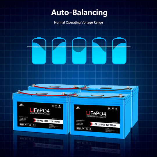 SunGold Power | 2 X 12V 100AH LiFePO4 Deep Cycle Lithium Battery / Bluetooth /Self-heating / IP65 | LFP12-100AX2