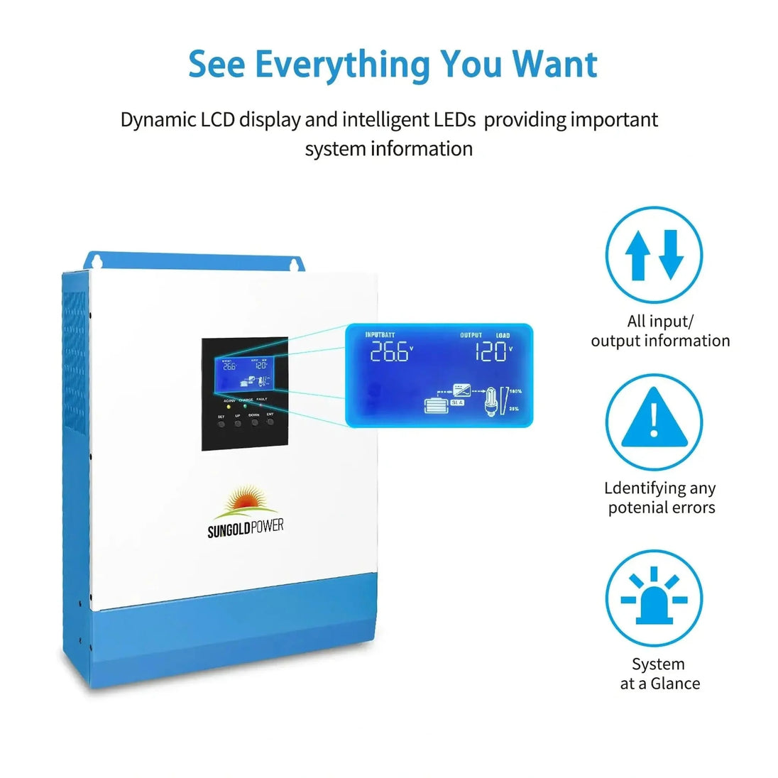 SunGold Power | 3000W 24V Solar Inverter Charger | SPH302480A | SPH302480A [PV120-450V / MPPT120-400V] / Only Inverter