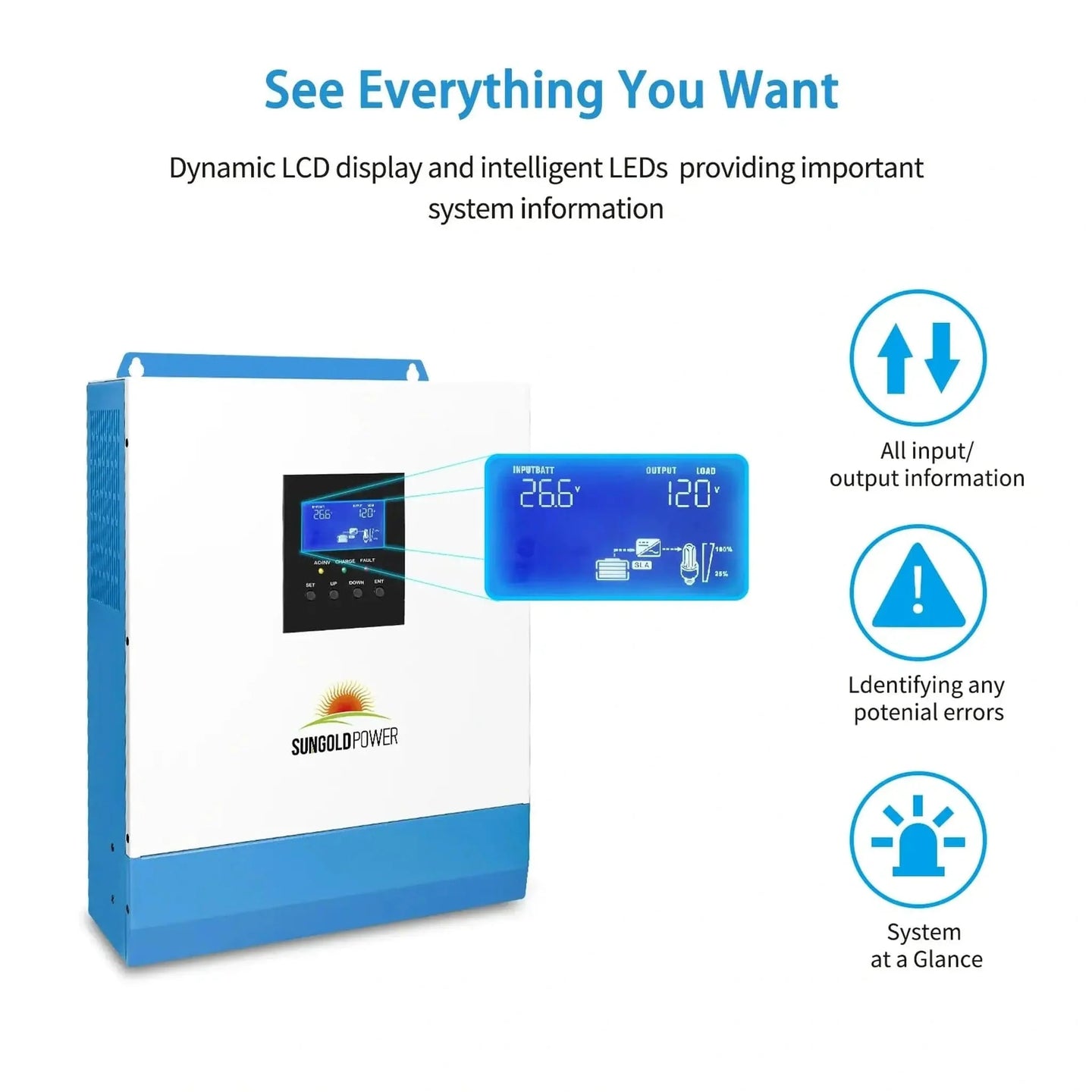 SunGold Power | 3000W 24V Solar Inverter Charger | SPH302480A | SPH302480A [PV120-450V / MPPT120-400V] / Only Inverter