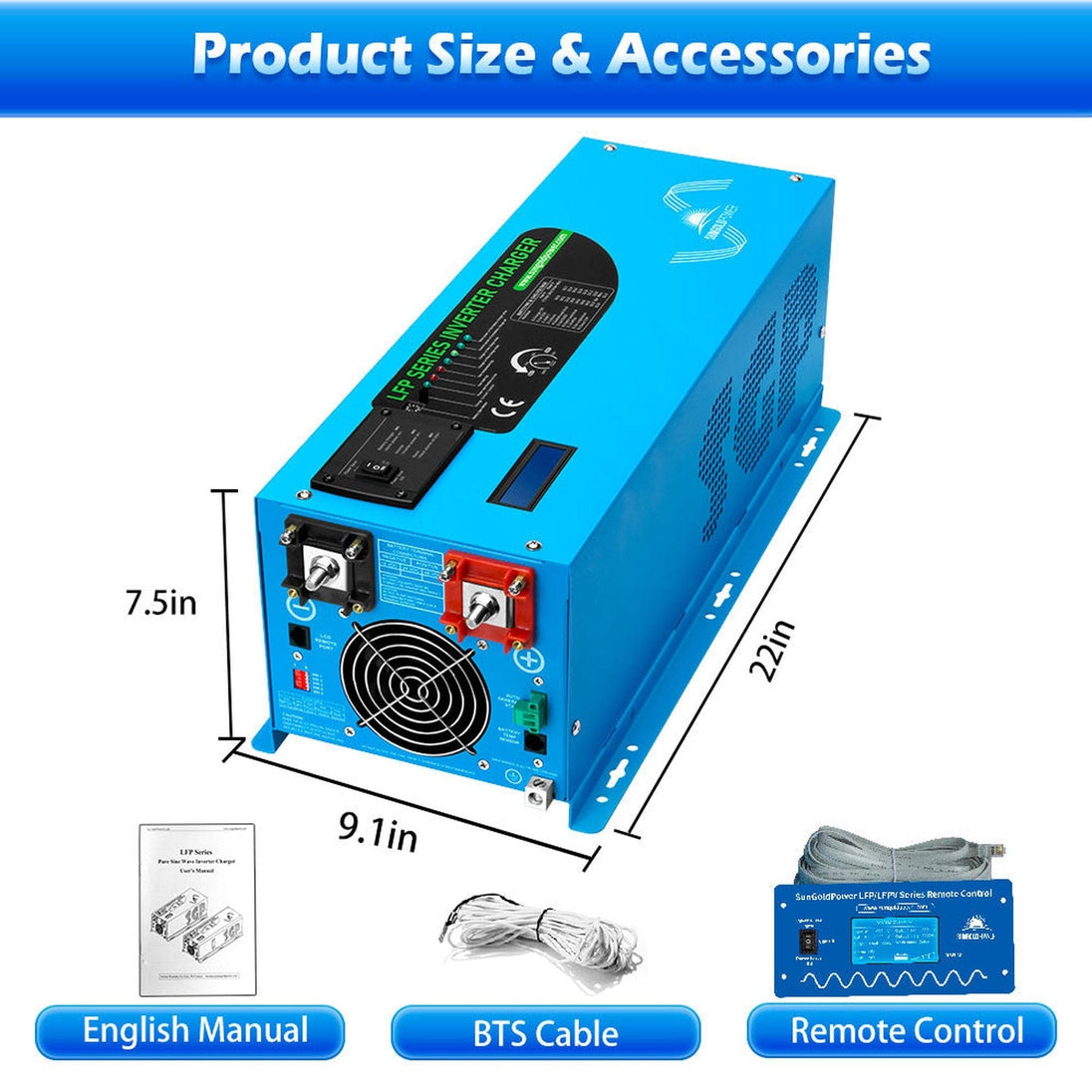 SUNGOLD POWER | 3000W DC 12V Pure Sine Wave Inverter With Charger | LFP3K12V120VSG