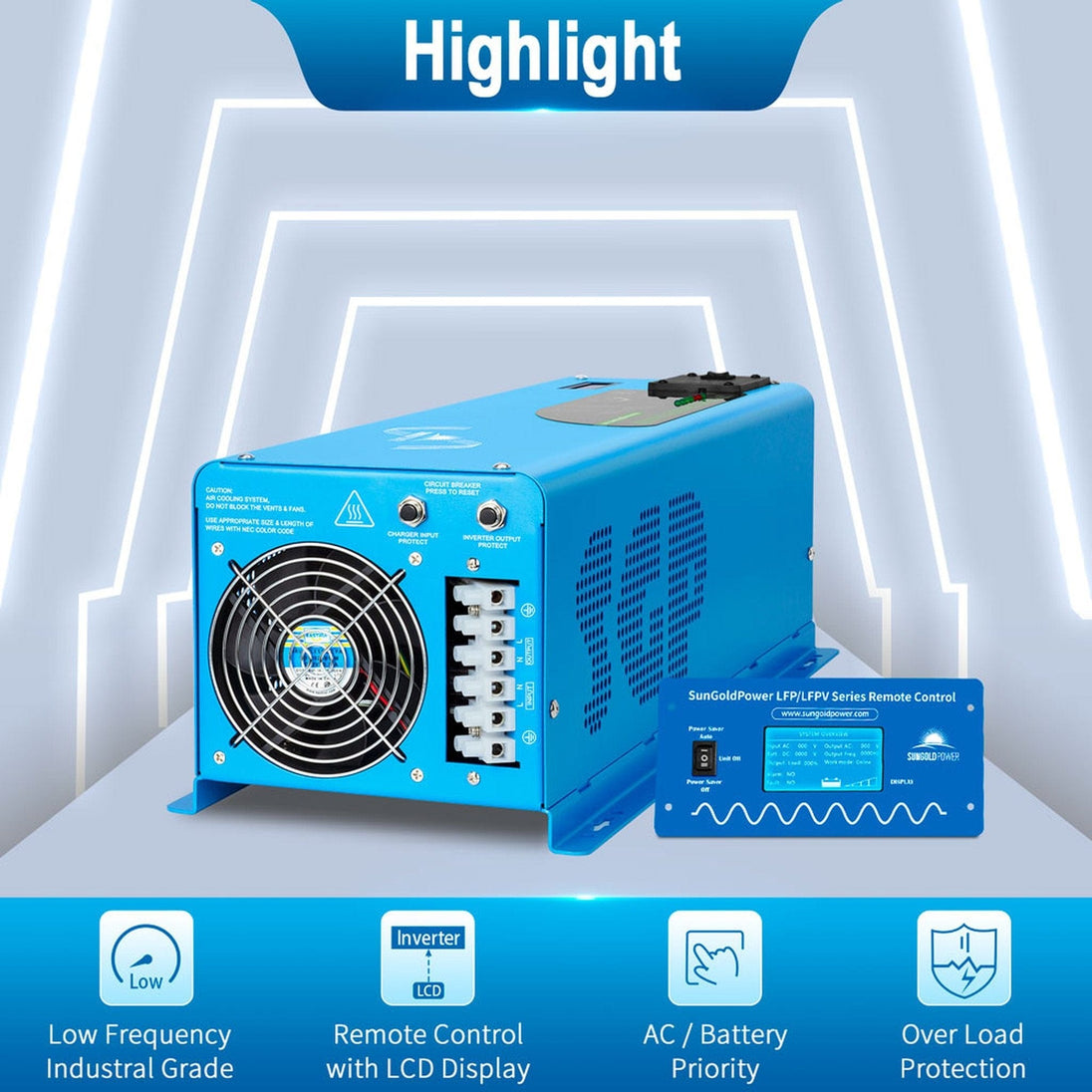 SUNGOLD POWER | 4000W DC 12V Pure Sine Wave Inverter With Charger | LFP4K12V120VSG