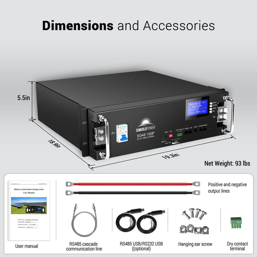 SunGold Power | 2 X 48V 100AH Server Rack LiFePO4 Lithium  Battery SG48100P UL1973 UL9540A | SG48100PX2