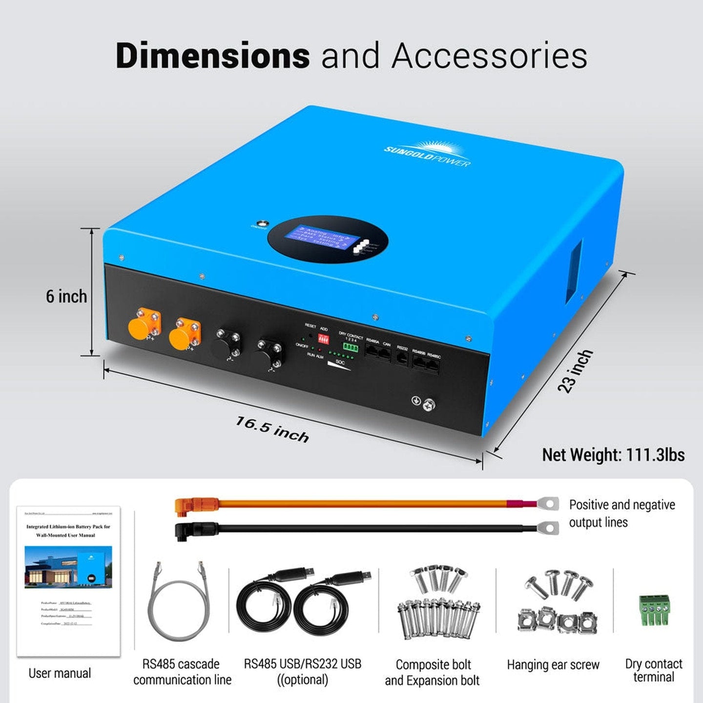 SunGold Power | 5.12KWH Powerwall LiFePO4 Lithium Battery SG48100M UL1973 | SG48100Mx4 | 4 Units