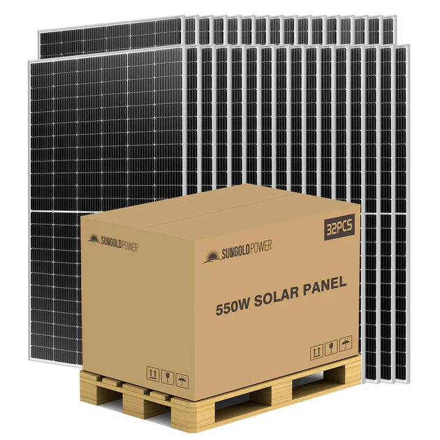 SunGold Power | 550W MONO PERC SOLAR PANEL FULL PALLET (32 PANELS) UL 61730 CEC Listed | SG550WMx32