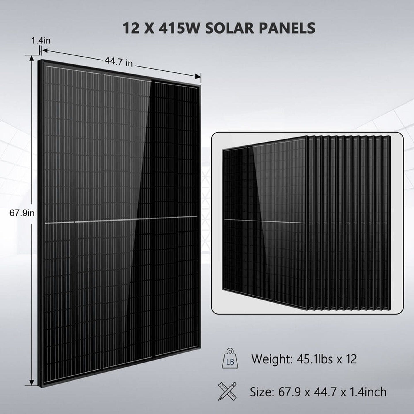 SunGold Power | OffGrid Solar Kits 12kW/15kW/18kW Options | SGR-12K20E | SGR-12K20E(12kw Inv+12*415w PV+5*100AH Bat)