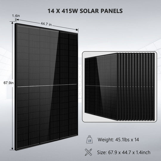 SunGold Power | OffGrid Solar Kit 13000W 48VDC | SGR-13KM | SGR-13KM(13kw Inv+14*415w PV+4*100AH Bat)
