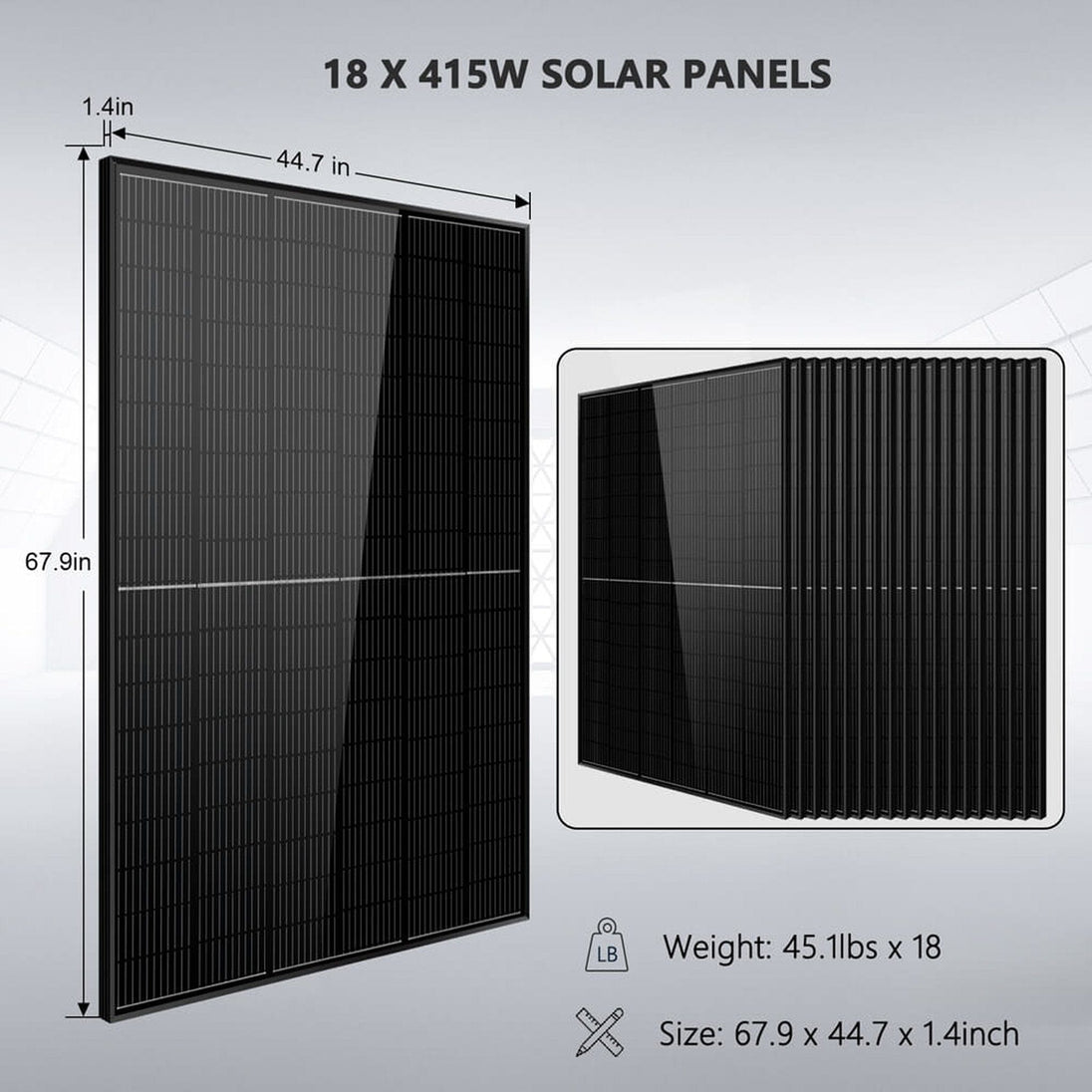 SUNGOLDPOWER | Hybrid Solar Kit 7.6KW 48V Split Phase 15.36KWH/30.72KWH Lithium Battery 415/ 500 Watt Solar Panel SGH-7.6N3E/ SGH-7.6DN6E | SGH-7.6N3E | SGH-7.6N3E(7.6kw Inv+12*500w PV+3*100AH Bat)