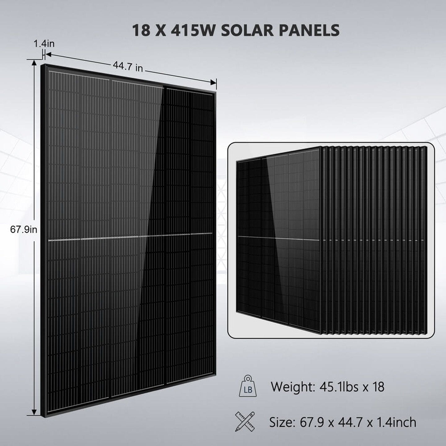 SUNGOLDPOWER | Hybrid Solar Kit 7.6KW 48V Split Phase 15.36KWH/30.72KWH Lithium Battery 415/ 500 Watt Solar Panel SGH-7.6N3E/ SGH-7.6DN6E | SGH-7.6N3E | SGH-7.6N3E(7.6kw Inv+12*500w PV+3*100AH Bat)