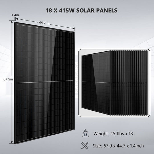 SUNGOLDPOWER | Hybrid Solar Kit 7.6KW 48V Split Phase 15.36KWH/30.72KWH Lithium Battery 415/ 500 Watt Solar Panel SGH-7.6N3E/ SGH-7.6DN6E | SGH-7.6N3E | SGH-7.6N3E(7.6kw Inv+12*500w PV+3*100AH Bat)