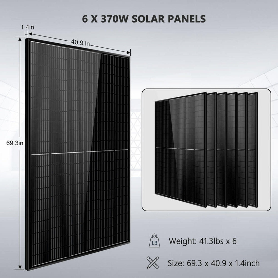 SunGold Power | OffGrid Solar Kit 6500W 48VDC| SGM655M/SGM6510M | SGM-6510M | SGM-6510M(6.5kw Inv+6*370w PV+2*100AH Bat)