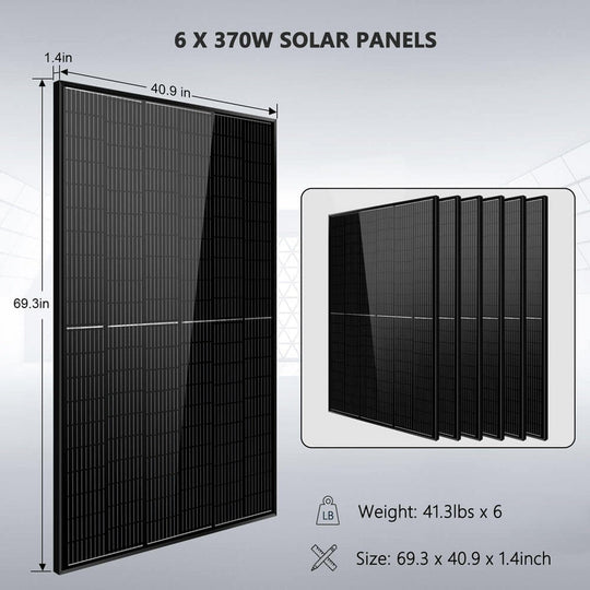 SunGold Power | OffGrid Solar Kit 6500W 48VDC| SGM655M/SGM6510M | SGM-6510M | SGM-6510M(6.5kw Inv+6*370w PV+2*100AH Bat)