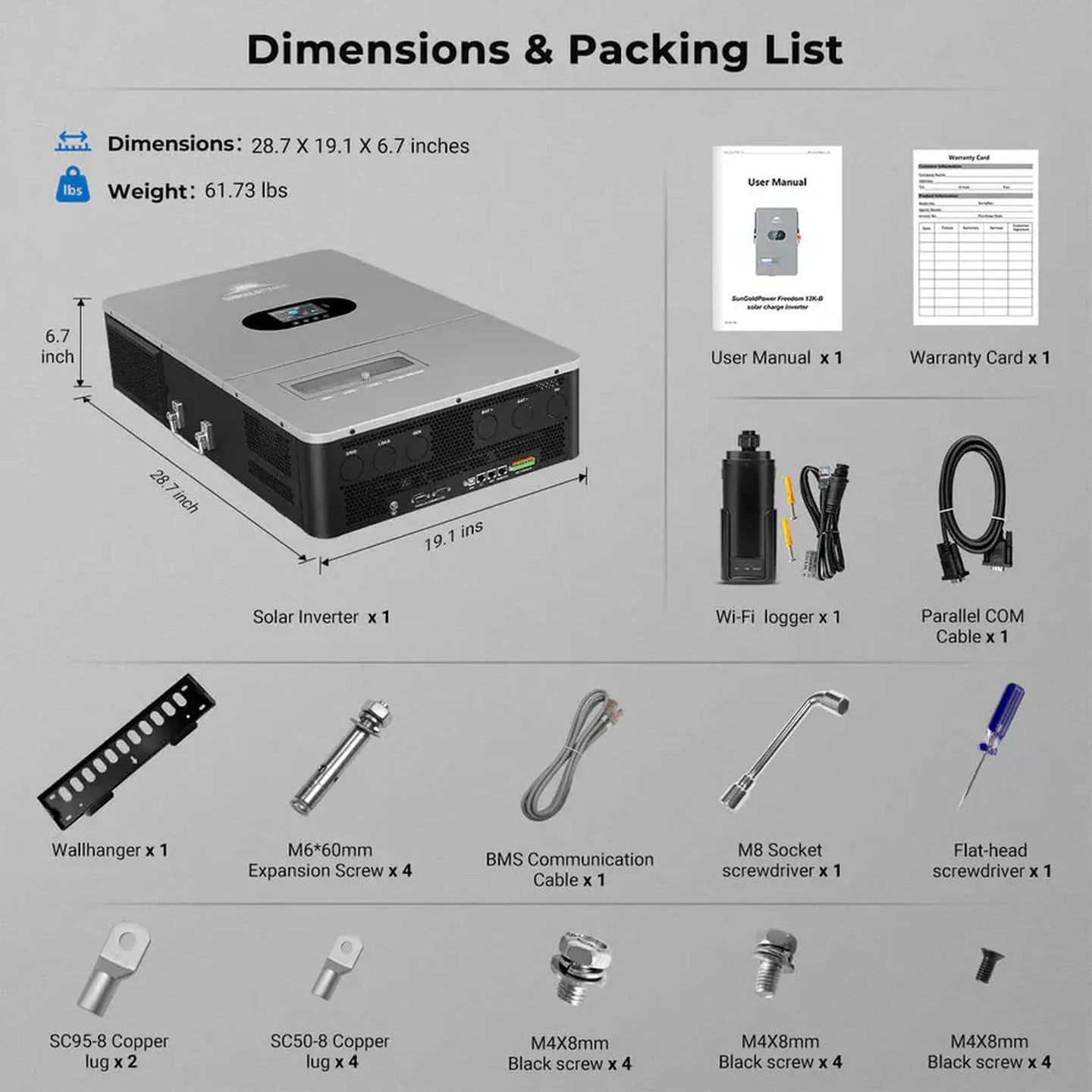 SunGold Power | 12KW All in One Off Grid Solar Inverter FR12K-B | FR12K-B