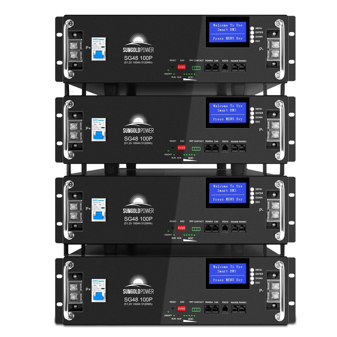 SUNGOLDPOWER | 48V 100AH Server Rack LiFePO4 Lithium Battery SG48100P UL1973  UL9540A | SG48100P*4 | 4 units