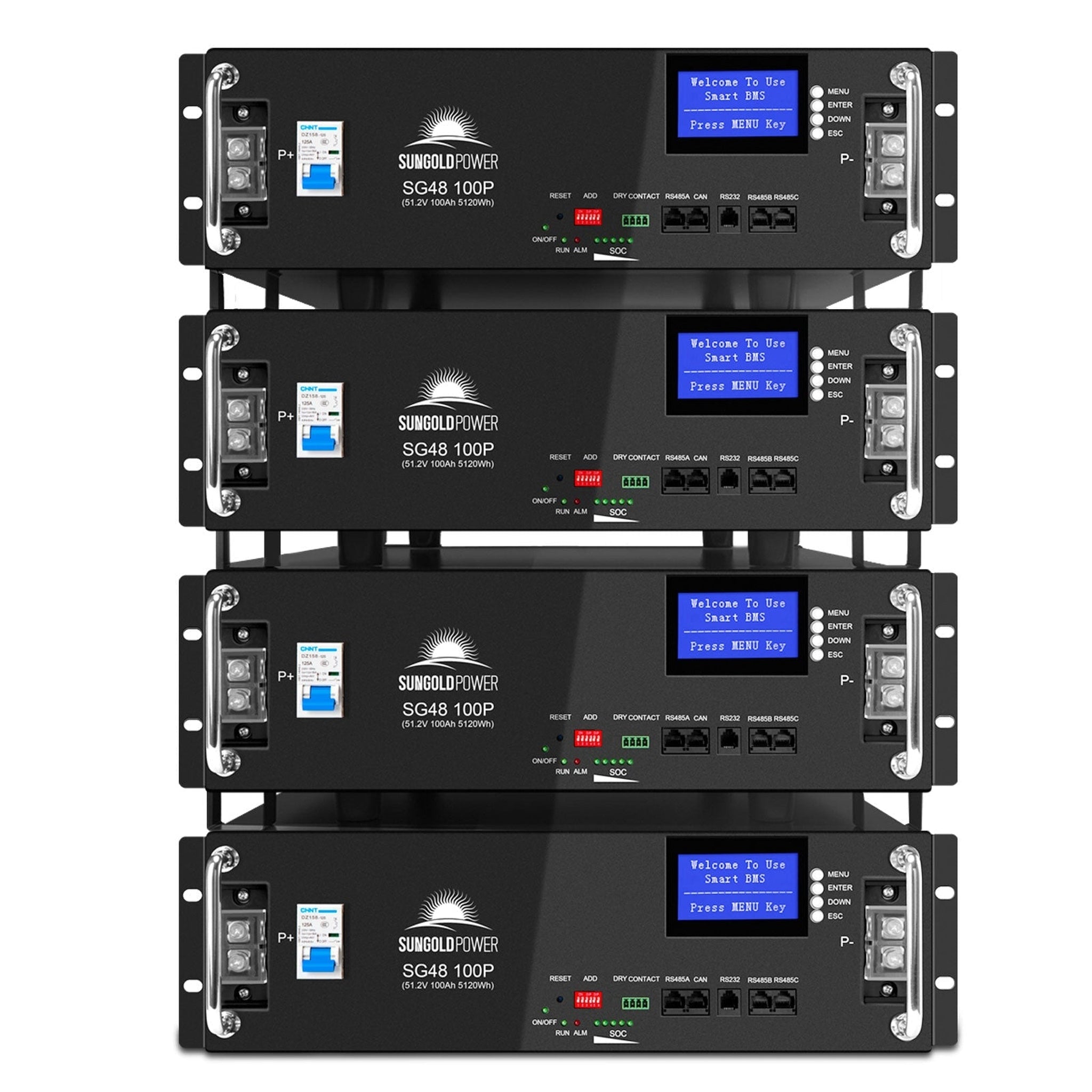 SUNGOLDPOWER | 48V 100AH Server Rack LiFePO4 Lithium Battery SG48100P UL1973  UL9540A | SG48100P*4 | 4 units