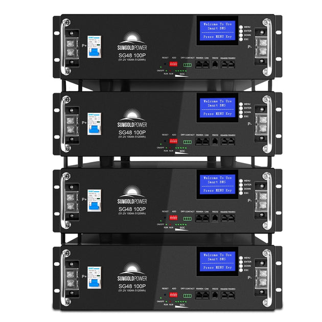 SUNGOLDPOWER | 48V 100AH Server Rack LiFePO4 Lithium Battery SG48100P UL1973  UL9540A | SG48100P*4 | 4 units